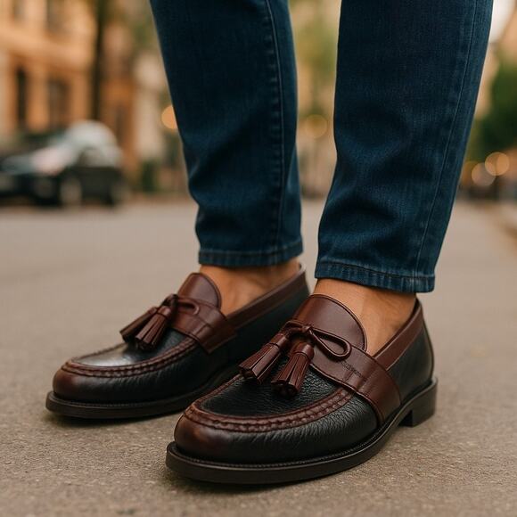 Johnston & Murphy Aragon II Kiltie Tassel Leather Loafer Mens 8W Brown L.4.5 - Picture 1 of 16
